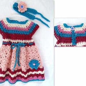 CROCHET PATTERN Baby Girls Dress and Headband Newborn to 6 years Peaches & Cream dress pattern 243 image 5