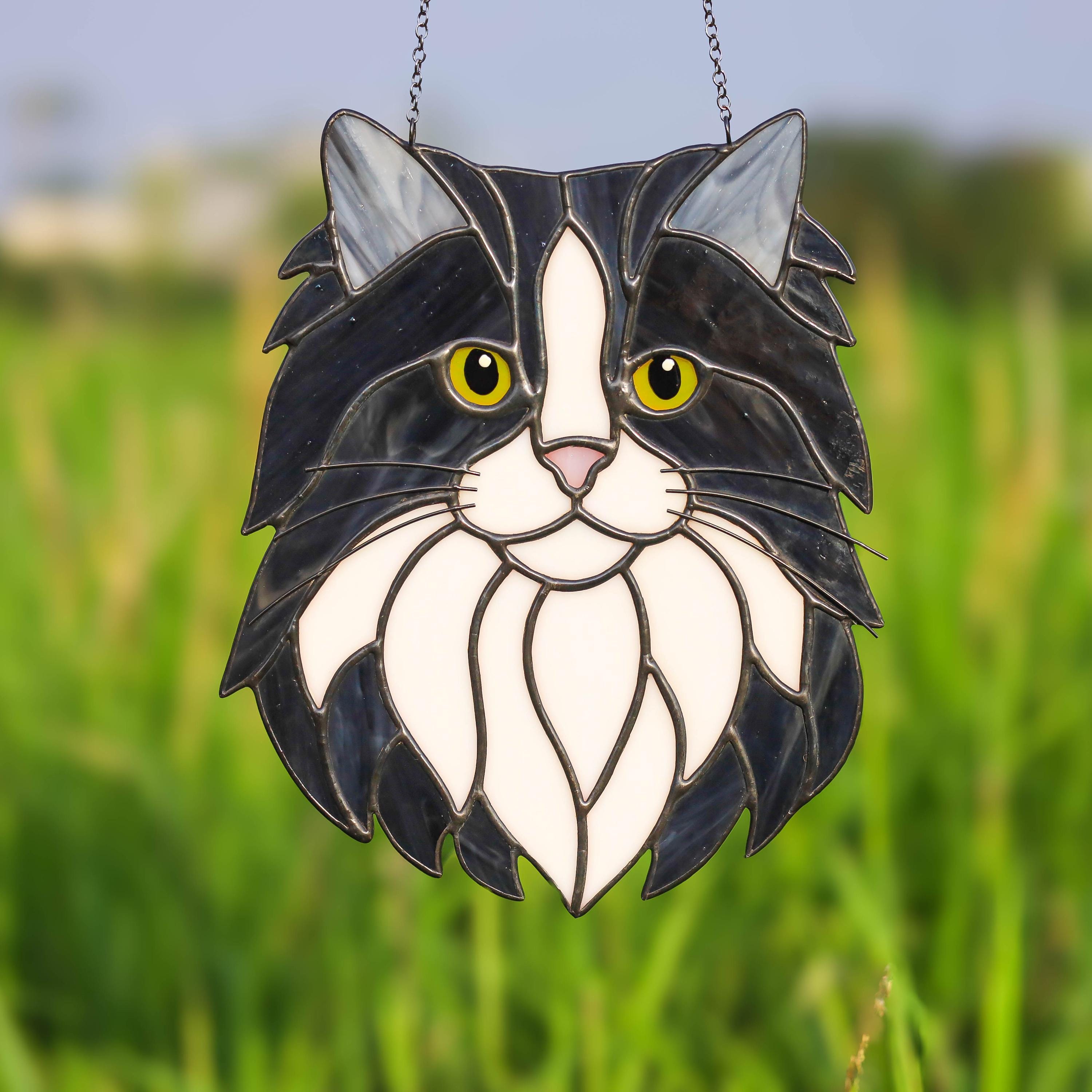 Pet Portrait Stained Glass, Custom Cat or Dog Face Suncatcher - Etsy
