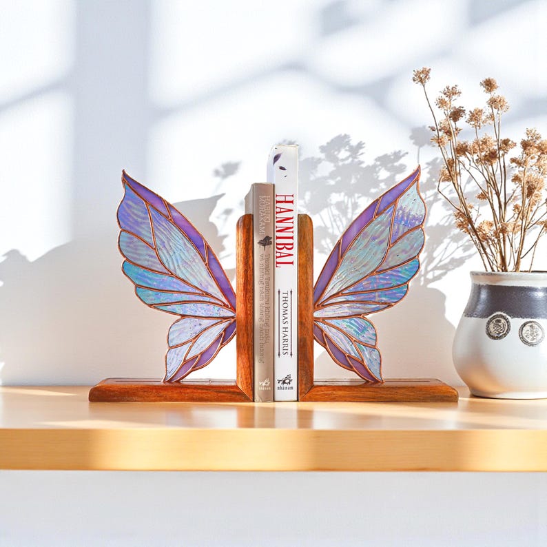 Fairy Wing Bookends: Stained Glass