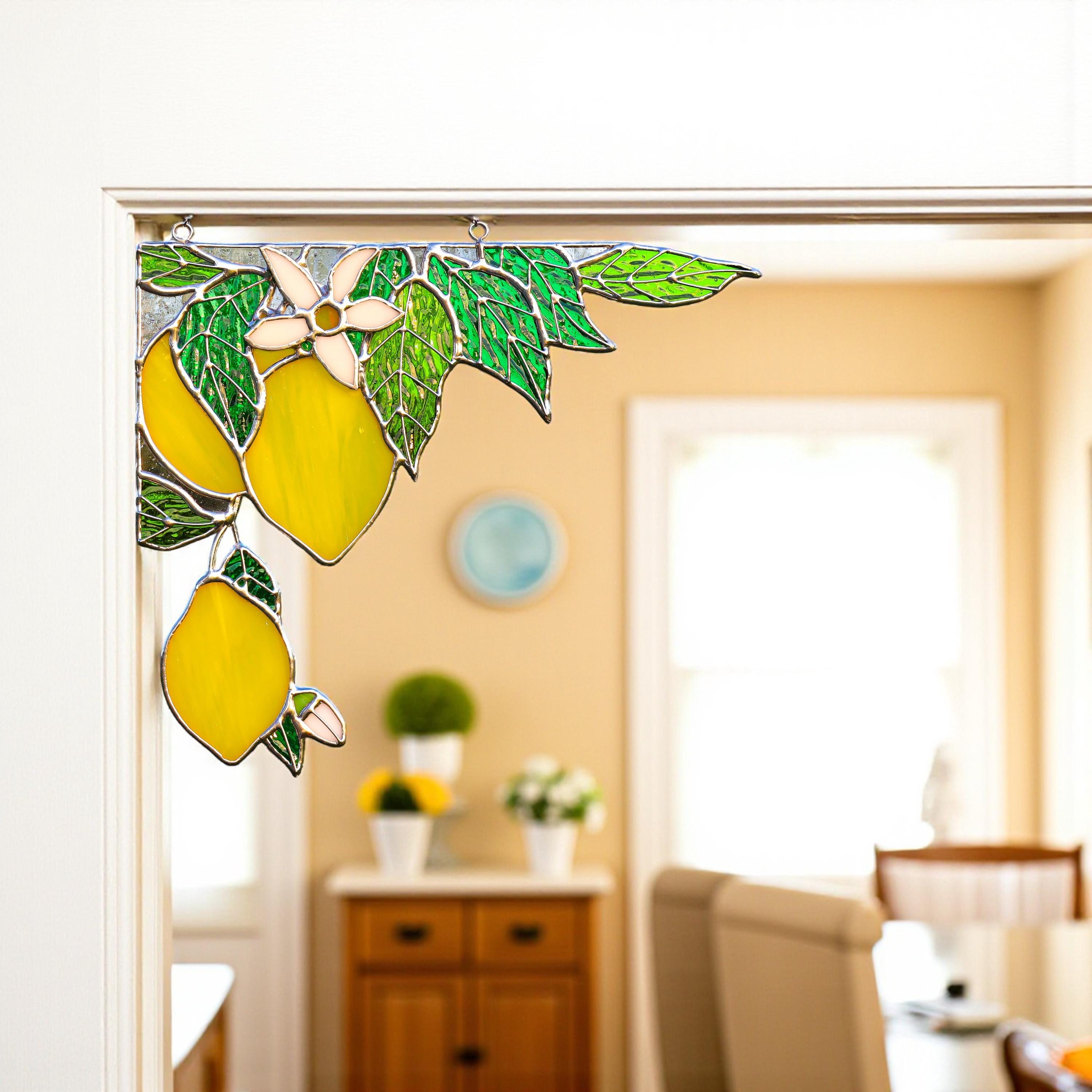 コーナー窓用イエローレモンステンドグラスサンキャッチャー - Etsy 日本