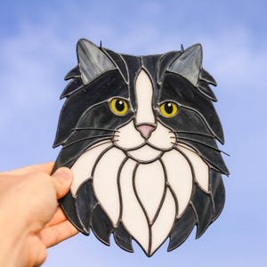 Pet Portrait Stained Glass, Custom Cat or Dog Face Suncatcher - Etsy