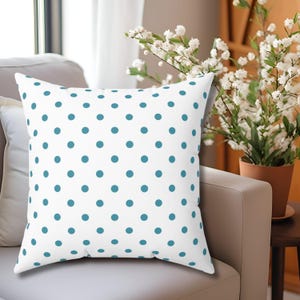 Aqua Polka Dot Throw Pillow: Modern Coastal Decor