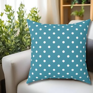 Aqua Polka Dot Throw Pillow: Modern Coastal Decor