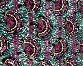 Aqua, Green, Purple and Black Stunning Fabric for Pillows, Bags, Jackets and More