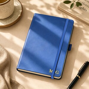 A5 PU Leather Notebook, Gold Foil Monogram, Lined Journal for Professionals