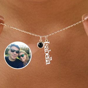 Custom Name and Photo Necklace, Personalized Projection Necklace with Name, Memorial Gift for Her, 925 Silver Necklace, Christmas Gifts