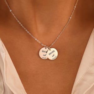 Birth Announcement Necklace, Family Name Necklace, Personalized Necklace For Grandma, Engraved Disc Necklace, Baby Shower Gift For New Mom