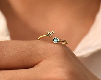 Zodiac Birthstone Ring, Constellation Ring, Birthstone Ring, Astrology Ring, Zodiac Sign, Personalized Jewelry, Iceland National Day Gifts