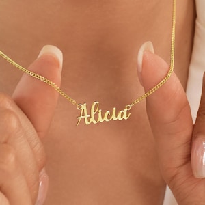 Custom Name Necklace, 18K Gold Name Necklace, Personalized Cursive Name Necklace, Minimalist Jewelry, Gifts For Woman, Mother's Day gift