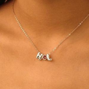 Collar con letra de burbuja y piedra de nacimiento, collar con inicial 3D de plata de ley 925, joyería con nombre, regalo de Navidad, regalo personalizado para ella