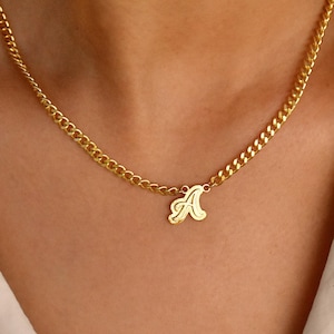 18K Gold Initial Necklace, initial jewelry, Delicate Layered Necklace, Letter Pendant, Minimal Jewelry, Handmade Personalized Gift for Her