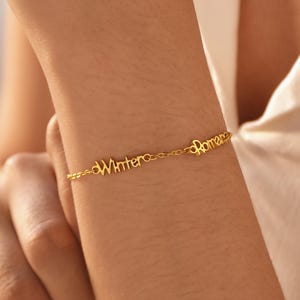 Pulsera personalizada con varios nombres, pulsera con nombres para niños, pulsera con dos nombres, pulsera con nombre para niños con escritura, pulsera con nombres en capas, regalo para ella