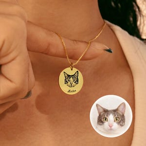 Custom Pet Portrait Necklace, Personalized Dog Mom Gift, Memorial Jewelry, Gift for Him&Her, Cat Valentines Day Gift, Gift for Pet Lover