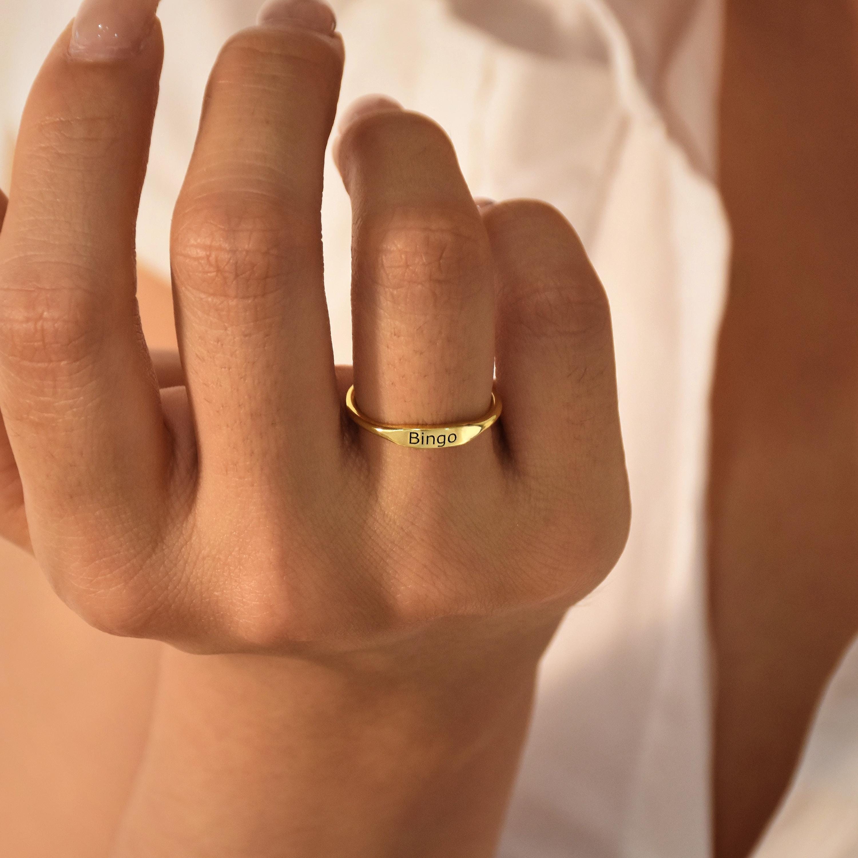 Custom Skinny Name Ring, Delicate Name Ring, Minimal Initial Ring, Personalized Stackable Rings in Sterling Silver, Mom Gift, Birthday Gifts
