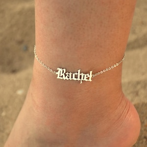 Name Anklet, Beachy Dainty Anklet for Women, Personalized Anklet Bracelet, Custom Silver Anklet, Dainty Initial Anklet, Summer Jewelry