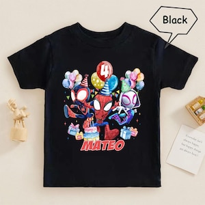 Personalized Spider-Man Birthday Shirt, Custom Number & Name Superhero Tee, Youth Boy Spider Birthday Outfit, Disney Birthday Shirt for Kids