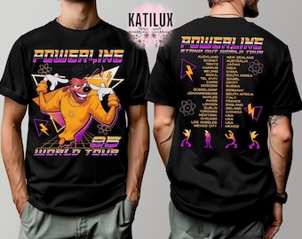 2-sided Powerline 1995 T-shirt - Disney A Goofy Movie Shirt - Powerline Stand Out World Tour Shirt Tee - Disneyland Family 2025 Tee