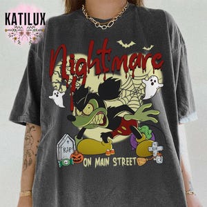 Mickey Nightmare on Main Street T-shirt, Vintage Mickey Halloween Tee, Funny Spider Skeleton Retro Disney Shirt for Halloween 2025 Party