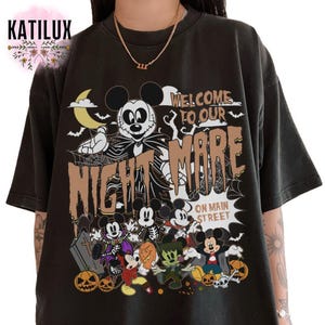 Welcome To Our Night Mare On Main Street T-Shirt, Disney Mickey & Friends Halloween 2025 Shirt, Spider Skeleton Retro Shirt for Halloween