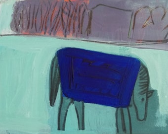 Horse with a blue coat