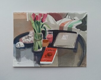 Tulips, and old sketchbook, and other things.