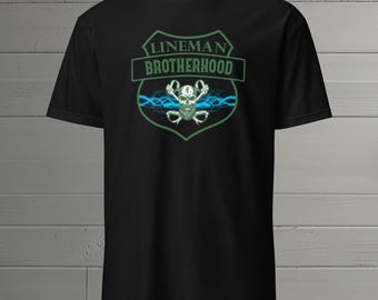 Lineman Bruderschaft T-Shirt - Blue Dragon Design - Unisex Softstyle Lineman Shirt