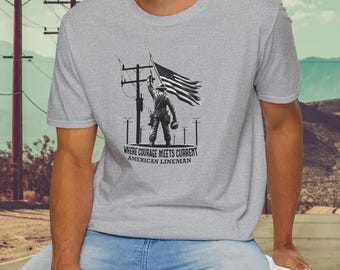 American Lineman T-Shirt | Patriotic Electrical Worker Tee