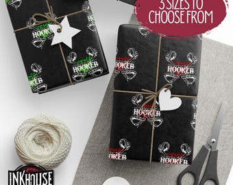Hooker Lineman Wrapping Paper, Funny Lineman Gift Wrap, Journeyman Lineman Gift | Matte or Glossy Finish - 30x36, 30x72, 30x180