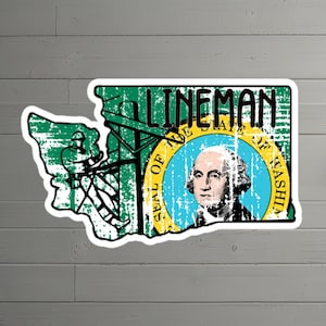 Washington Lineman Vinyl Sticker – Kiss-Cut Sticker for Hard Hats, Vehicles, Gear – Perfect Lineman Gift Idea