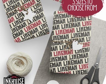 Vintage Lineman Wrapping Paper, Electrical Lineworker Gift Wrap, Blue Collar Christmas Gift Paper, Fathers Day Crew Wrap