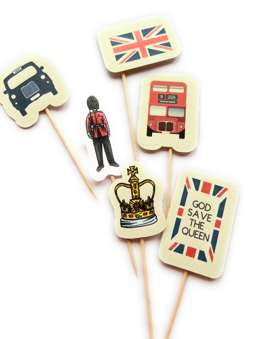 12 Jubilee Cake Decorations, 2022 Queens Jubilee Cupcake Toppers, UK