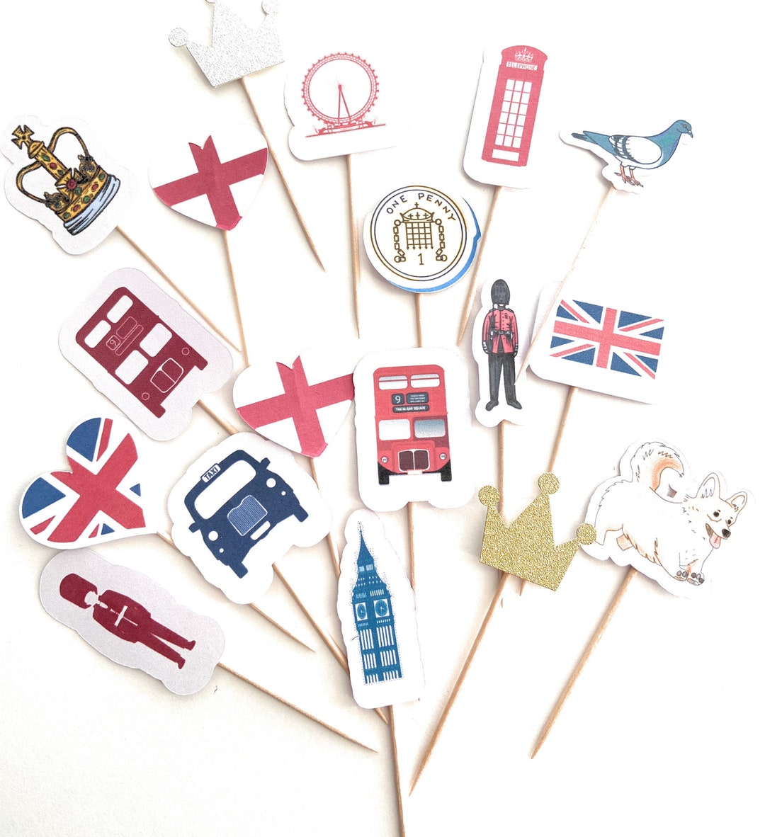 12 King Charles Coronation Cake Toppers, God Save the King Cake Toppers