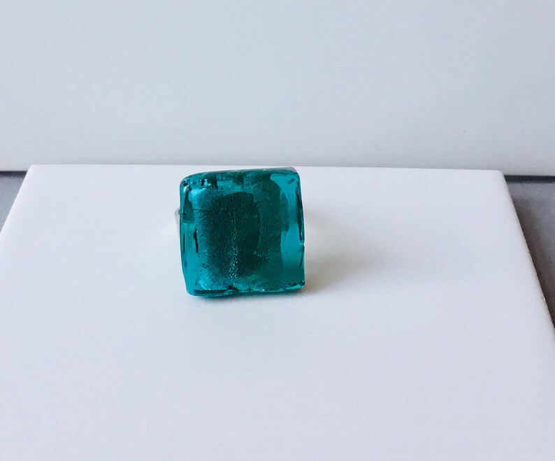 Large Blue Chunky Murano Glass Ring statement Sky Blue Ring - Etsy UK