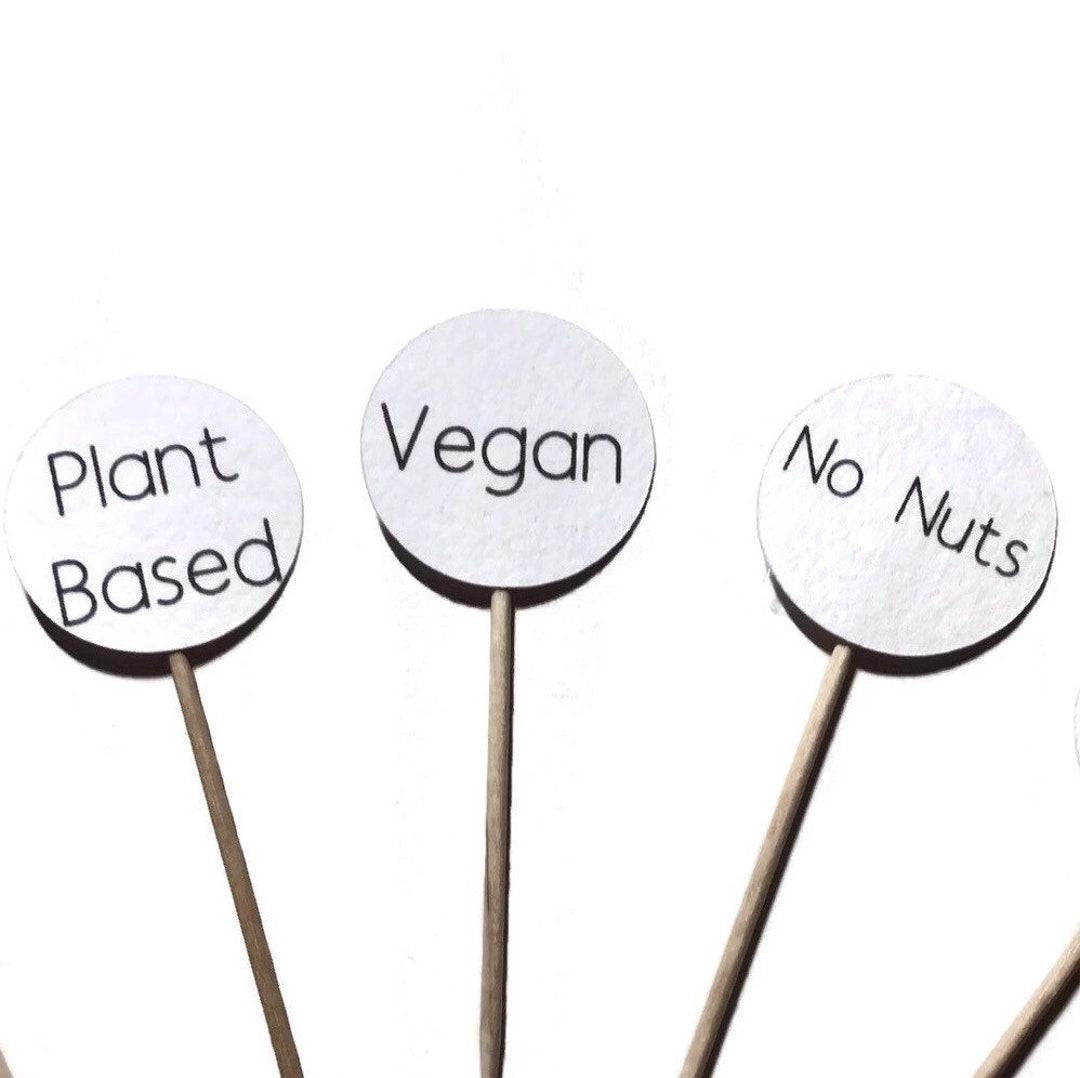 Food Allergy Label Cupcake Toppers, Vegetarian Food Label Cake Stick