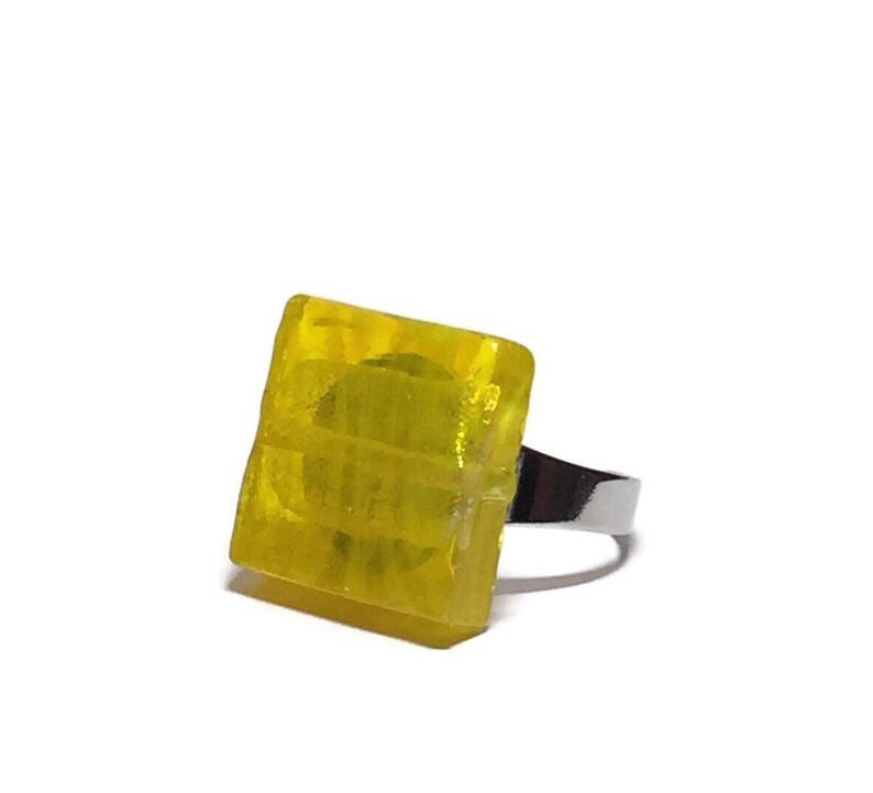 Bright Yellow Glass Ring Handmade Murano Glass Jewellery Etsy UK