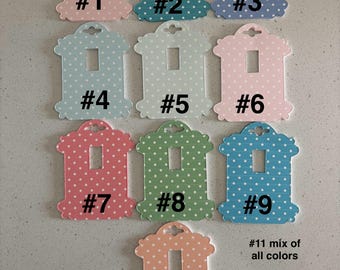 Polka dot Badge reel display cards,  custom printed cardstock,  110lb cardstock display card, badge reel card, display card for badge
