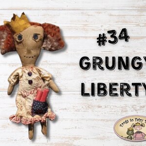DIGITALE Grungy Fourth of July Rag Doll E-patroon - Prim Liberty - Americana stoffen pop naaien tutorial - Zomer - Firecracker decor