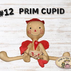 Bambola di pezza Primitive Cupid Raggedy Ann per San Valentino, modello digitale scaricabile - regalo e decorazione per anniversario di matrimonio