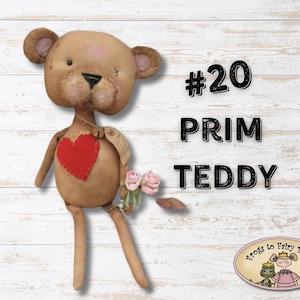 Prim Valentine Teddy Bear Rag Doll Sewing E-Pattern (Digital Download)