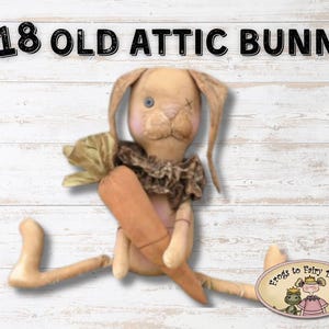 DIGITAL Prim Old Attic Bunny Rag Doll E-Pattern  - Spring Easter Rabbit - Primitive Cloth Raggedy - Sewing Tutorial - Mantel decor