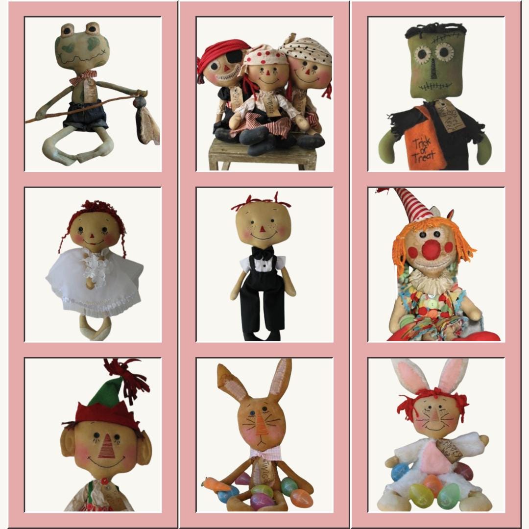 Mega Doll Pattern Pack: 51 Raggedy Ann & Whimsical Designs (PDF Pattern ...