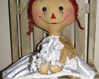 FTFD 4  Prim Bride - Wedding Centerpiece  - Primitive Rag Doll e-pattern