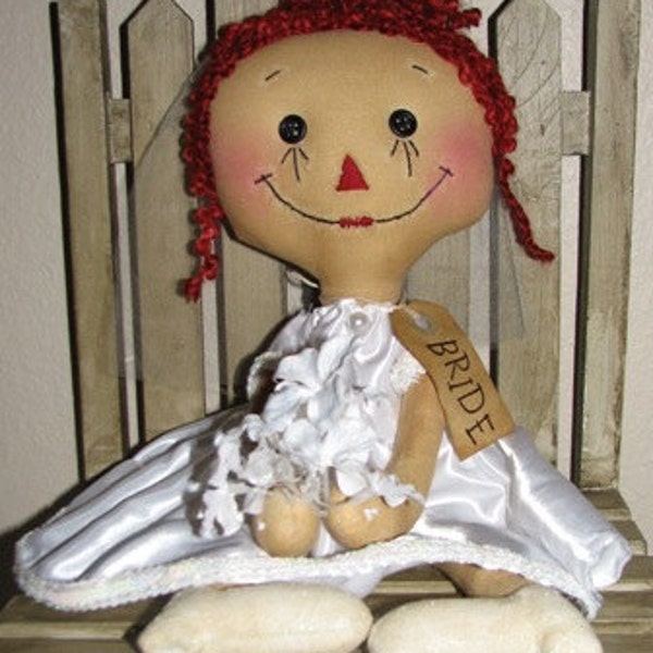 FTFD 4  Prim Bride - Wedding Centerpiece  - Primitive Rag Doll e-pattern