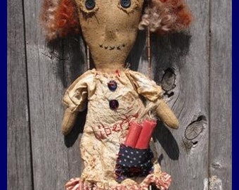 FTFD 34 - Prim Grungy Liberty - Primitive Americana - firecracker - Raggedy Ann E-PATTERN