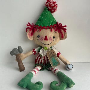 Handmade Christmas Elf Rag Doll: Primitive Holiday Decor