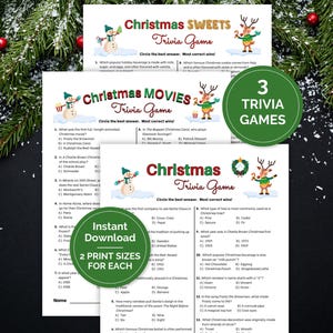 Christmas Trivia Games Bundle, Christmas Movie Trivia Game, Christmas Sweets Trivia, Christmas Printable Game, Christmas Cookies Game