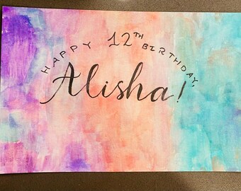 Carte de voeux : aquarelle et calligraphie 5 x 7