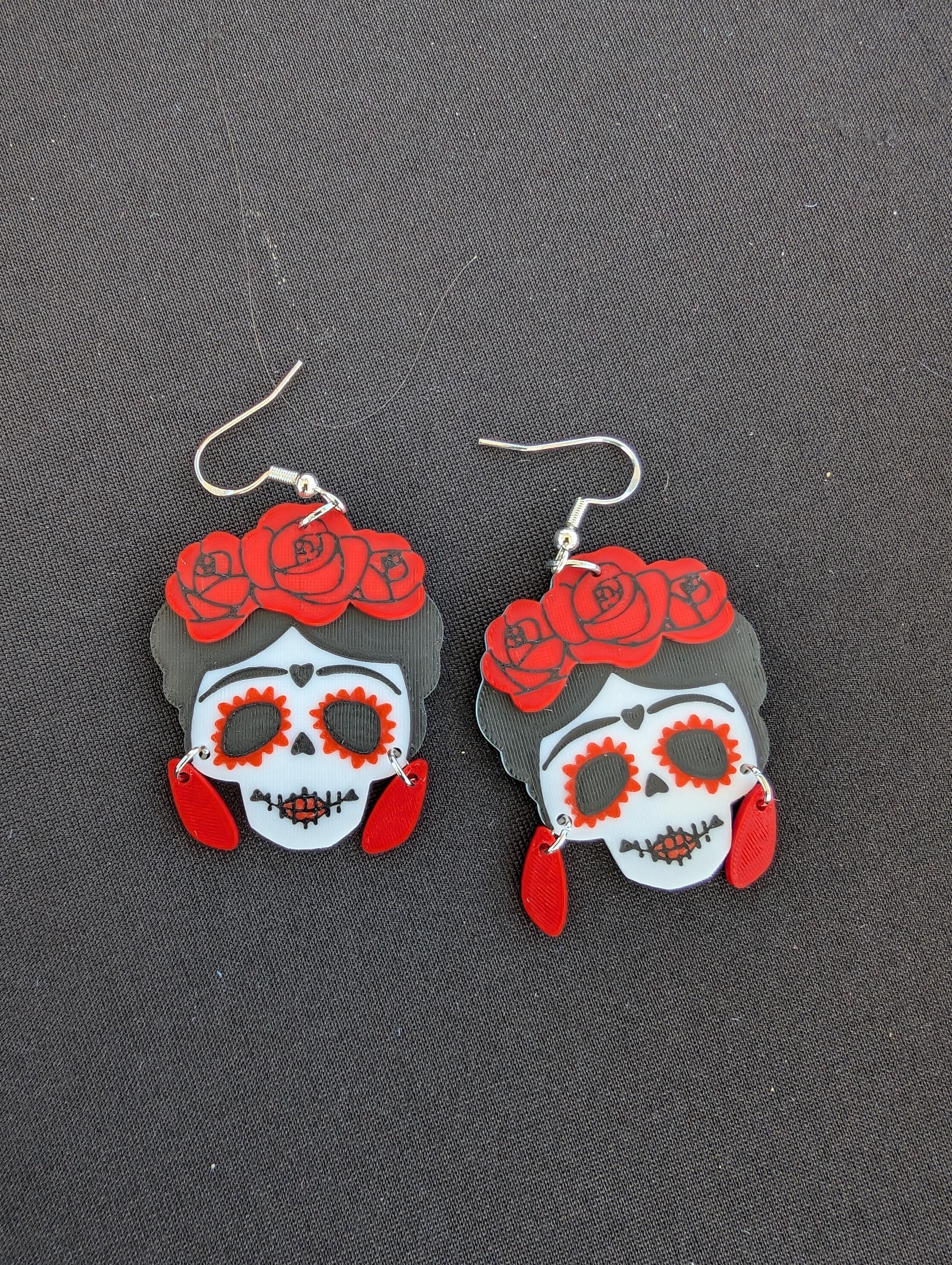 Frida Skull Earrings with Mini-Earrings