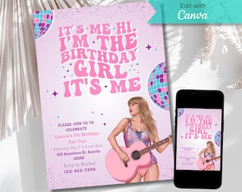 Taylor Eras Birthday Invitation: Music Party, Editable Template (Digital Download)