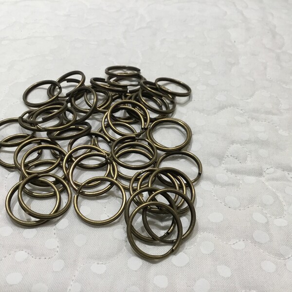 50— 3/4” bronze tone split rings, key fobs, purses, jewelry, macrame